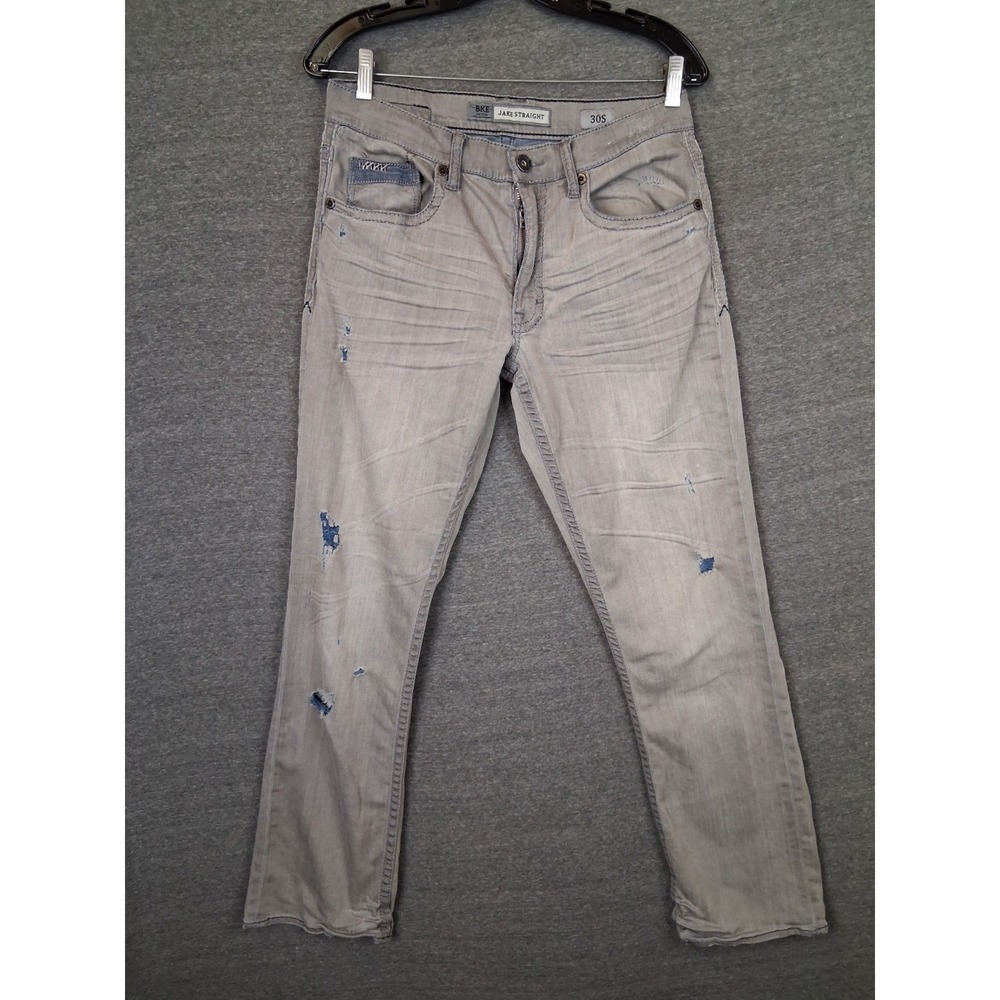 BKE Mens‎ Jeans 30S Gray Distressed Jake Straight Casual Streetwear